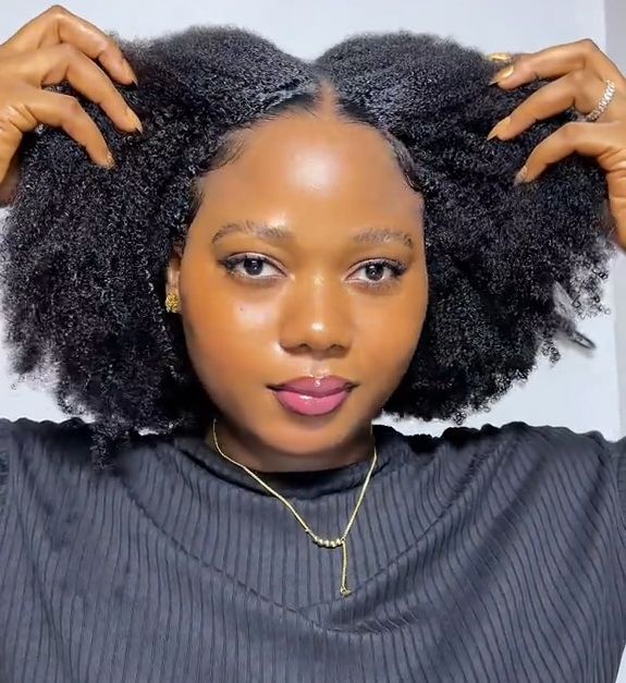 Hot Star Afro Kinky Curly Seamless V-Part Wig