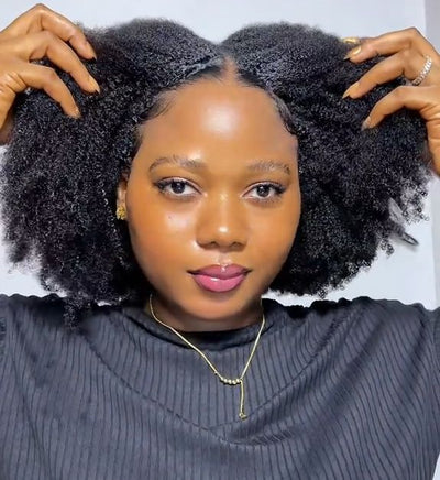 Hot Star Afro Kinky Curly Seamless V-Part Wig