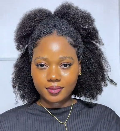 Hot Star Afro Kinky Curly Seamless V-Part Wig