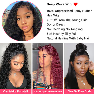 Hot Star 5x5 13x4 Invisiable HD Full Lace Frontal Closure Wig Deep Wave Human Hair Wigs