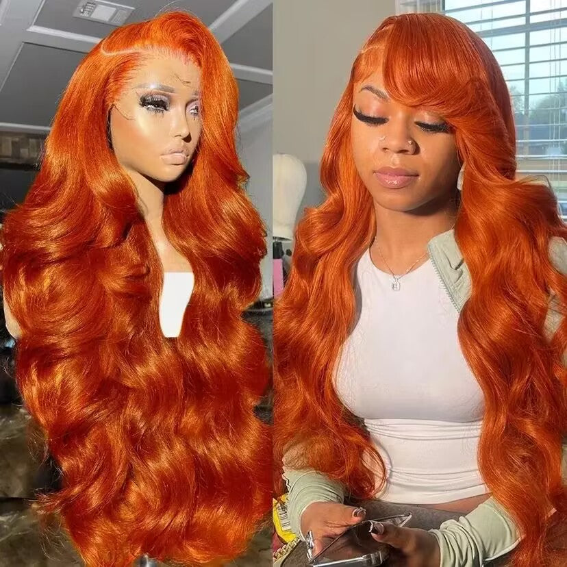 Hot Star Ginger Orange Colored 13x6 Lace Front Human Hair Wigs