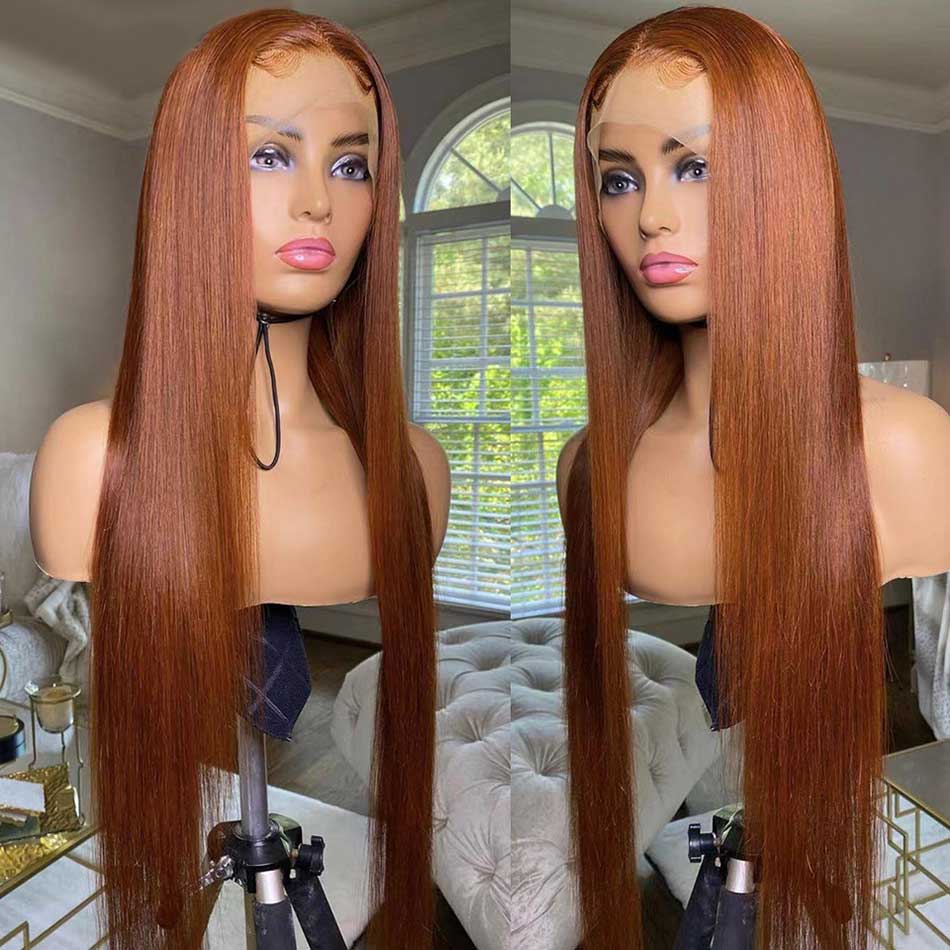 Hot Star Ginger Brown Colored 5x5 13x6 Lace Front Closure Wig 4x6 Glueless Ready To Wear Human Hair Wigs