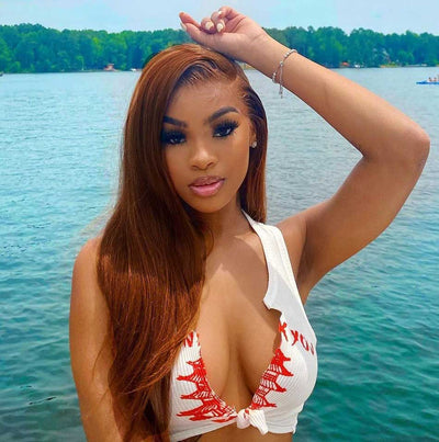 Hot Star Ginger Brown Colored 5x5 13x6 Lace Front Closure Wig 4x6 Glueless Ready To Wear Human Hair Wigs