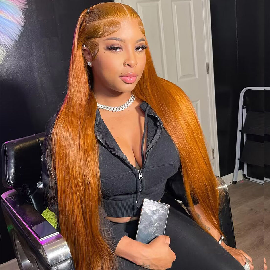 BOGO DEAL ! Hot Star Ginger Colored HD Transparent 13x6 Lace Front Wig 6x4 Glueless Ready To Go Human Hair Wig