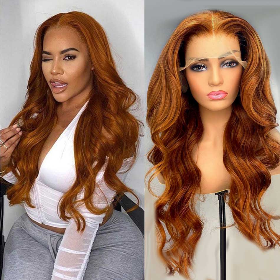 [2 Wigs 13x6 Lace]Ginger Blonde Colored +Red Colored 13x6 Lace Front Human Hair Wig