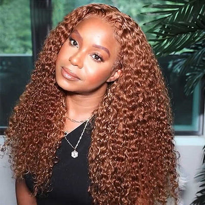 Hot Star Ginger Brown Colored 5x5 13x6 Lace Front Closure Wig Curly Glueless 4x6 Ready To Go Human Hair Wigs