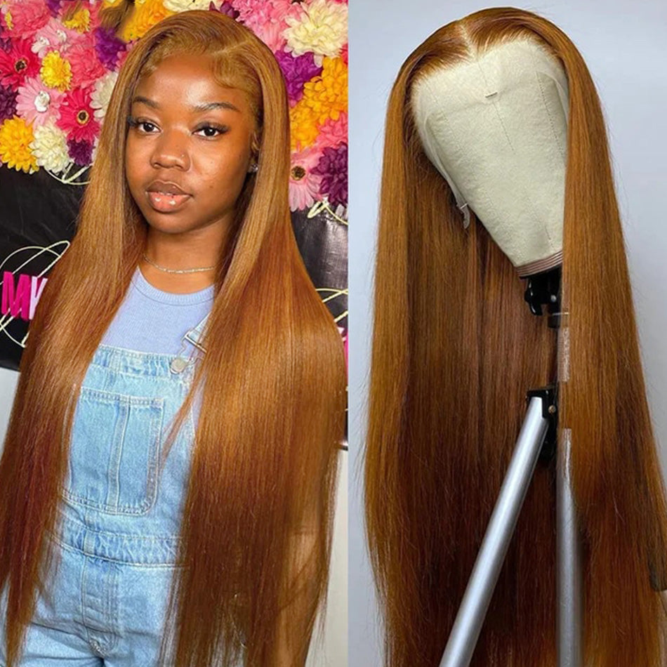 Hot Star Ginger Blonde Colored 5x5 13x6 Lace Front Closure Wig 4x6 Glueless Ready To Go Human Hair Wigs