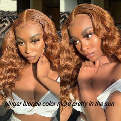 Hot Star Ginger Blonde Colored 5x5 13x6 Lace Front Closure Wig 4x6 Glueless Ready To Go Human Hair Wigs Body Wave