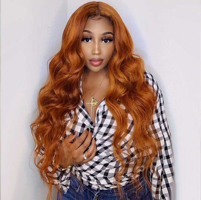 Hot Star Orange Ginger Colored 5x5 13x6 Lace Front Closure 4x6 Glueless Ready To Go Human Hair Wigs
