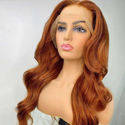 Hot Star Orange Ginger Colored 5x5 13x6 Lace Front Closure 4x6 Glueless Ready To Go Human Hair Wigs