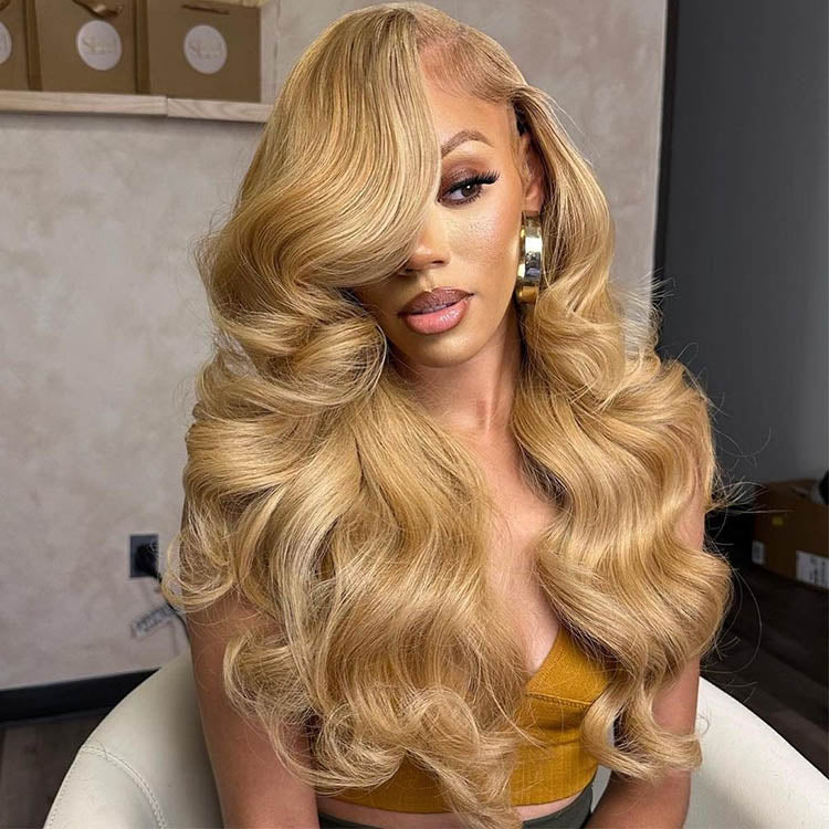 Hot Star Honey Blonde Colored 5x5 13x6 Lace Front Closure Wig 6x4 Glueless Ready To Go Human Hair Wigs Body Wave