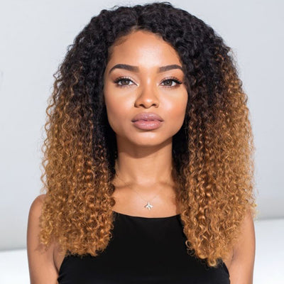 Hot Star Golden Legend Ombre Colored Glueless Curly Lace Wig