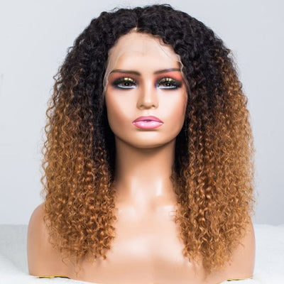 Hot Star Golden Legend Ombre Colored Glueless Curly Lace Wig