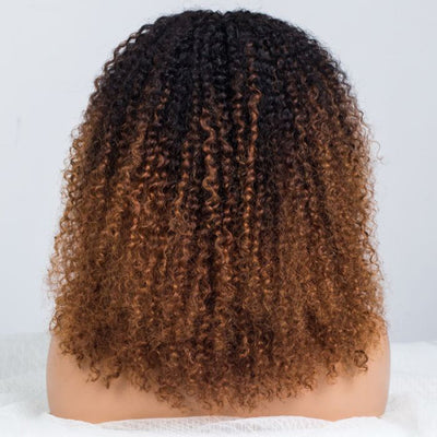 Hot Star Sunlit Brown Colored Glueless Curly Lace Wig Human Hair Ready To Wear