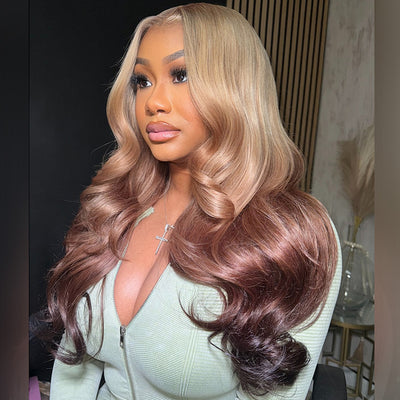 Hot Star Top 10A Customized Colored Three Tone 250% Density 13x6 Lace Human Hair Wigs Body Wave