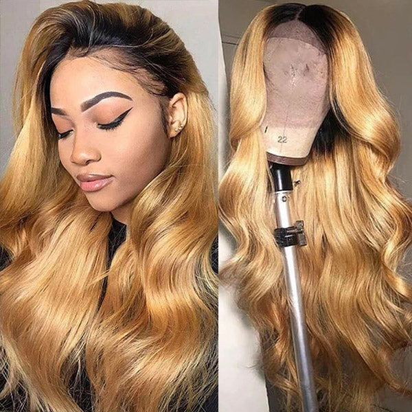 Hot Star Ombre Honey Blonde 6x5 Glueless 13x6 Lace Front Human Hair Wigs