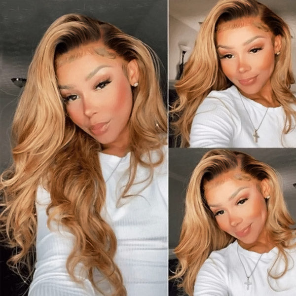 Hot Star Ombre Honey Blonde 6x5 Glueless 13x6 Lace Front Human Hair Wigs