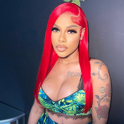 Hot Star Top 10A 210% Density Bright Red Colored 13x6 Lace Human Hair Wigs