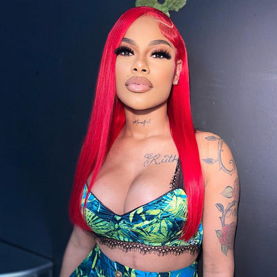 Hot Star Top 10A 210% Density Bright Red Colored 13x6 Lace Human Hair Wigs