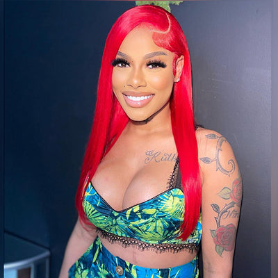 Hot Star Top 10A 210% Density Bright Red Colored 13x6 Lace Human Hair Wigs