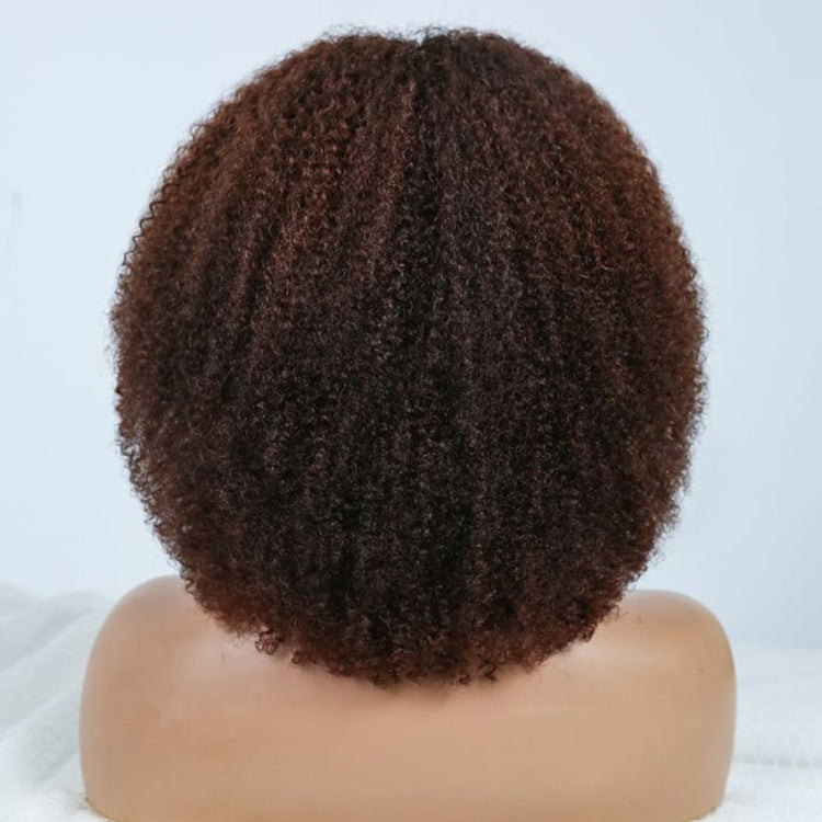 Hot Star Chocolate Brown Colored 6x5 Glueless Curly Lace Wigs Ready To Wear