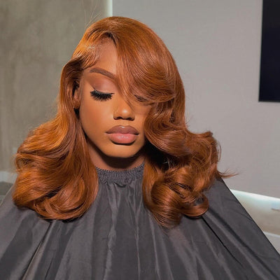 Hairstyle Works Elegant Short 210% Density Chestnut Brown Colored 13x6 Lace Frontal Human Hair Wigs Dora
