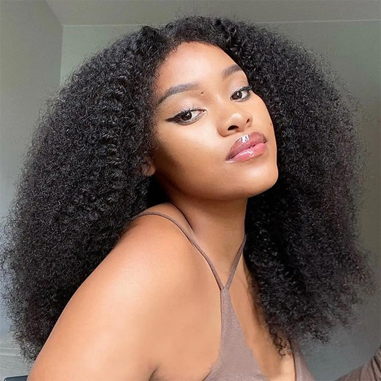 Hot Star Afro Kinky Curly Seamless V-Part Wig