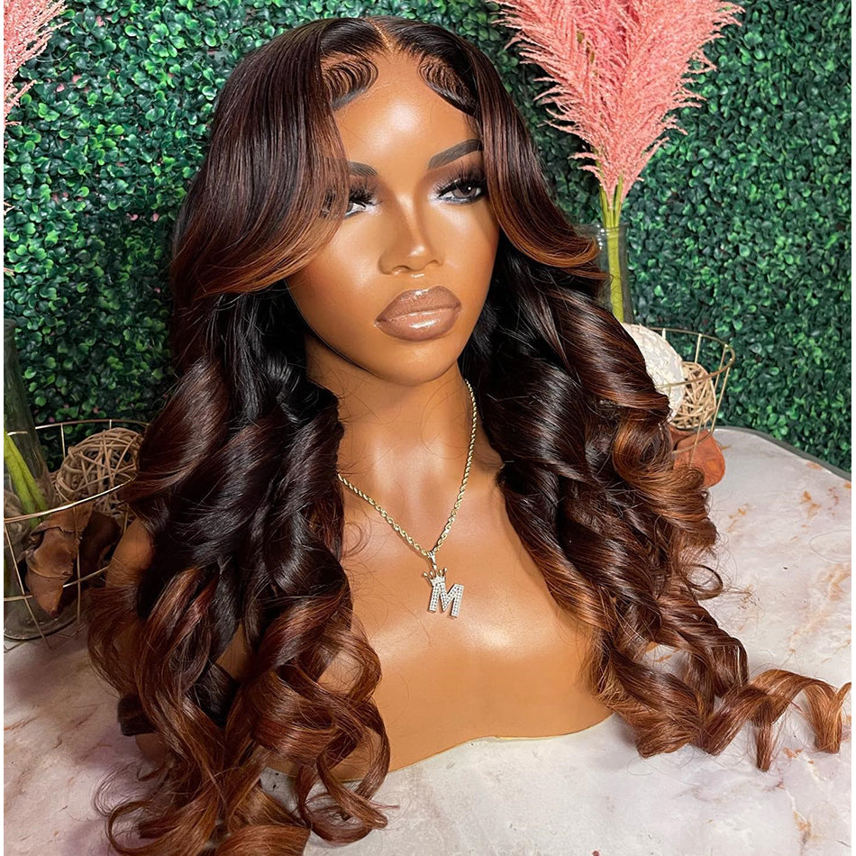 Hot Star Ombre Ginger Brown Colored 13x6 Lace Front Wig 6x5 Glueless Ready To Wear Human Hair Wigs