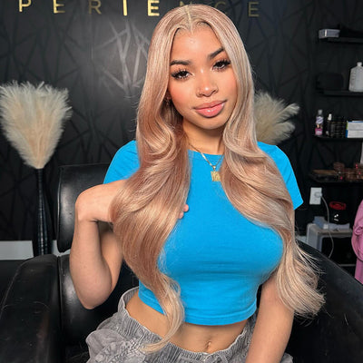 Hot Star 250% Density Customized Light Flaxen Brown Colored HD Transparent 13x6 Lace Front Human Hair Wig