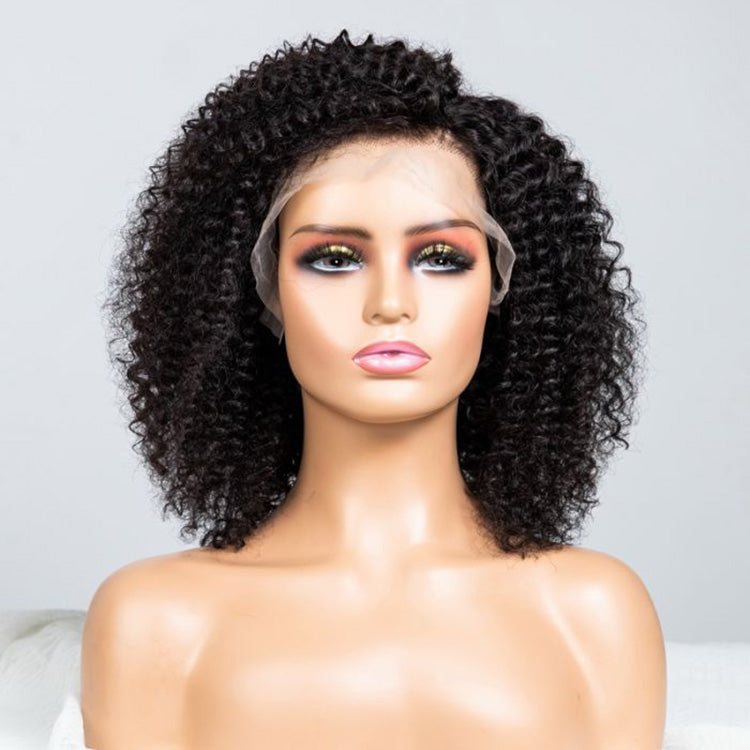 Hot Star Natural Curly Glueless Lace Wig Human Hair Ready To Wear