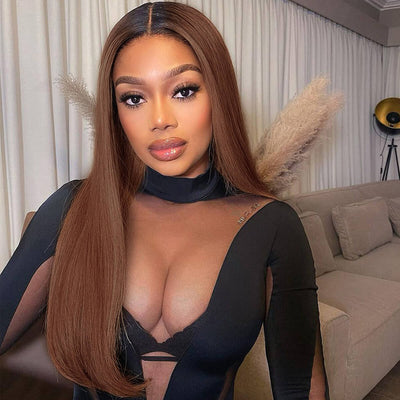 Hot Star Ombre Dark Brown 6x5 Glueless 13x6 Lace Front Human Hair Wigs