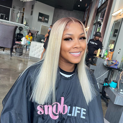 Hot Star Top 10A 210% Denstiy Ombre Platinum Blonde Colored BOB Cut Human Hair Wigs