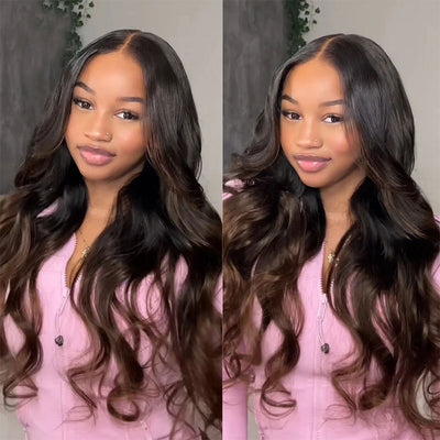 Hot Star 210% Density Highlight Dark Brown 13x6 Lace Front Wig 6x5 Glueless Human Hair Wigs Body Wave