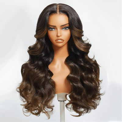 Hot Star 210% Density Highlight Dark Brown 13x6 Lace Front Wig 6x5 Glueless Human Hair Wigs Body Wave