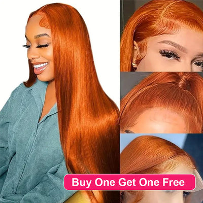 BOGO DEAL ! Hot Star Ginger Orange Colored 13x6 Lace Front Human Hair Wigs