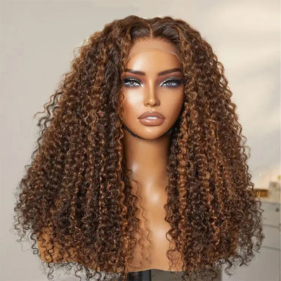 Hot Star Highlight Copper 6x5 Glueless 13x6 Lace Front Human Hair Wigs Kinky Curly
