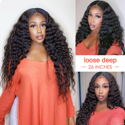 SUPER DEAL ! Hot Star HD Transparent 13x6 Lace Front Human Hair Wigs 6x5 Glueless Brazilian Loose Deep