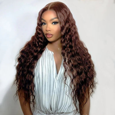Hot Star Chocolate Brown 13x6 Lace Front Wig 6x5 Glueless Human Hair Wigs Loose Deep