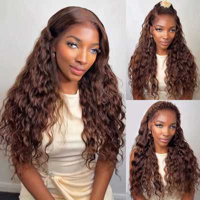 Hot Star Chocolate Brown 13x6 Lace Front Wig 6x5 Glueless Human Hair Wigs Loose Deep