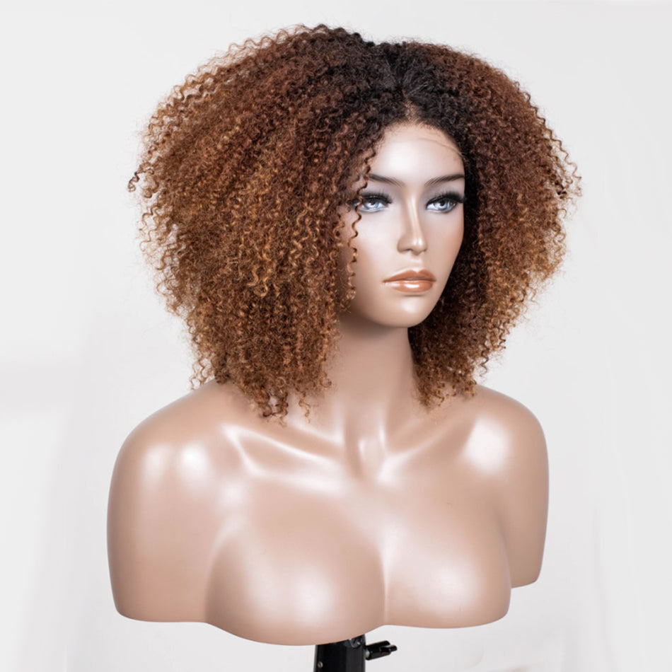 Milk Chocalate Ombre Short Coily Glueless Wig-034