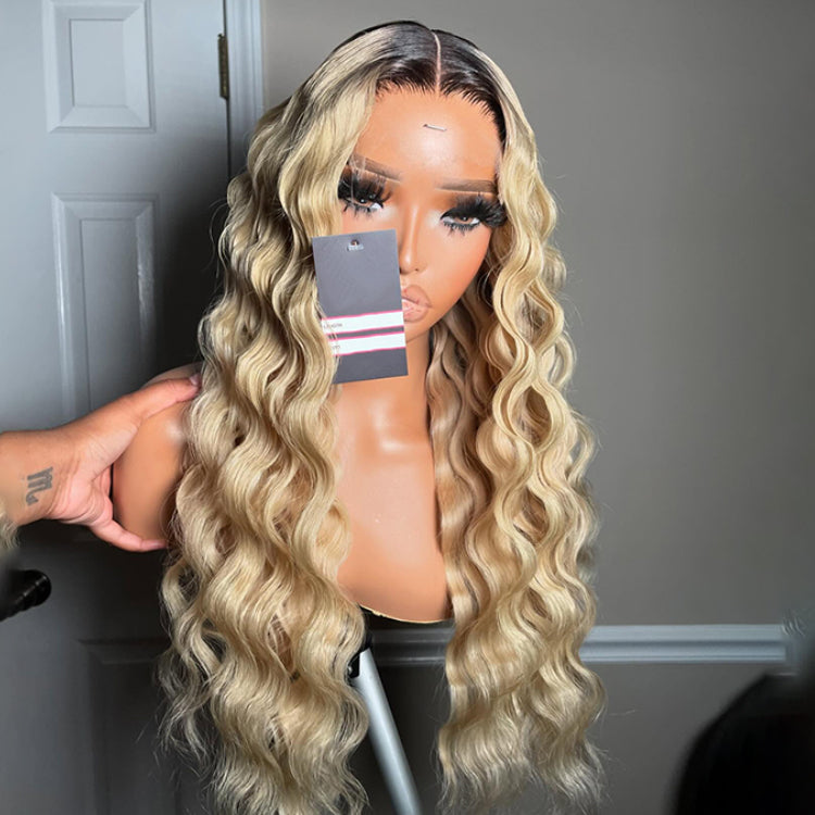 Hot Star Top 10A 250% Density Ombre Blonde Loose Deep Human Hair Wigs