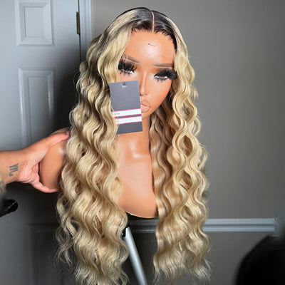 Hot Star Top 10A 250% Density Ombre Blonde Loose Deep Human Hair Wigs