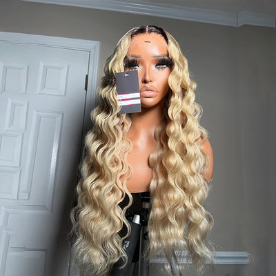 Hot Star Top 10A 250% Density Ombre Blonde Loose Deep Human Hair Wigs
