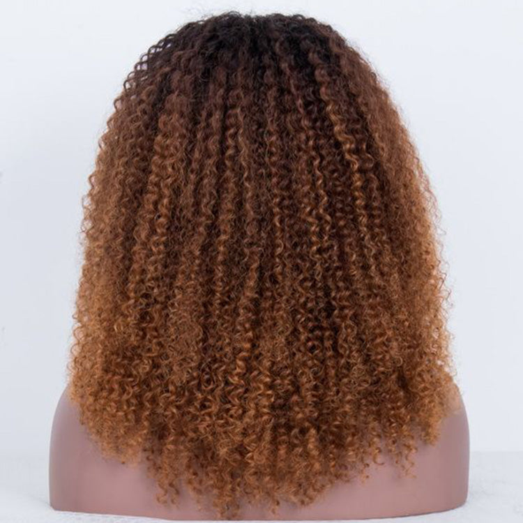 Hot Star Style T4/30# Ombre Brown Colored Glueless Lace Wig Kinky Curly