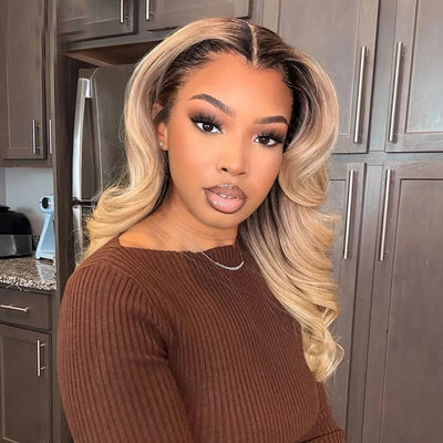 Hot Star Double Drawn Weft Made Ombre Blonde 13x6 Lace Front Human Hair Wigs
