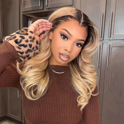 Hot Star Double Drawn Weft Made Ombre Blonde 13x6 Lace Front Human Hair Wigs