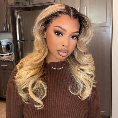 Hot Star Double Drawn Weft Made Ombre Blonde 13x6 Lace Front Human Hair Wigs
