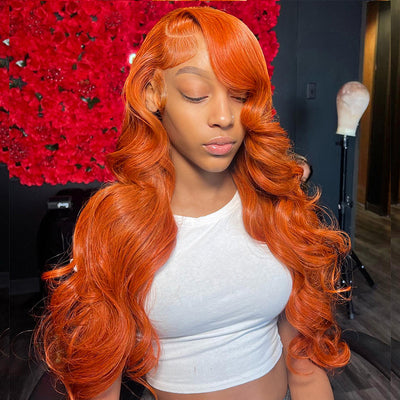 Super Deal ! Hot Star Ginger Orange Colored 13x6 Lace Front Human Hair Wigs