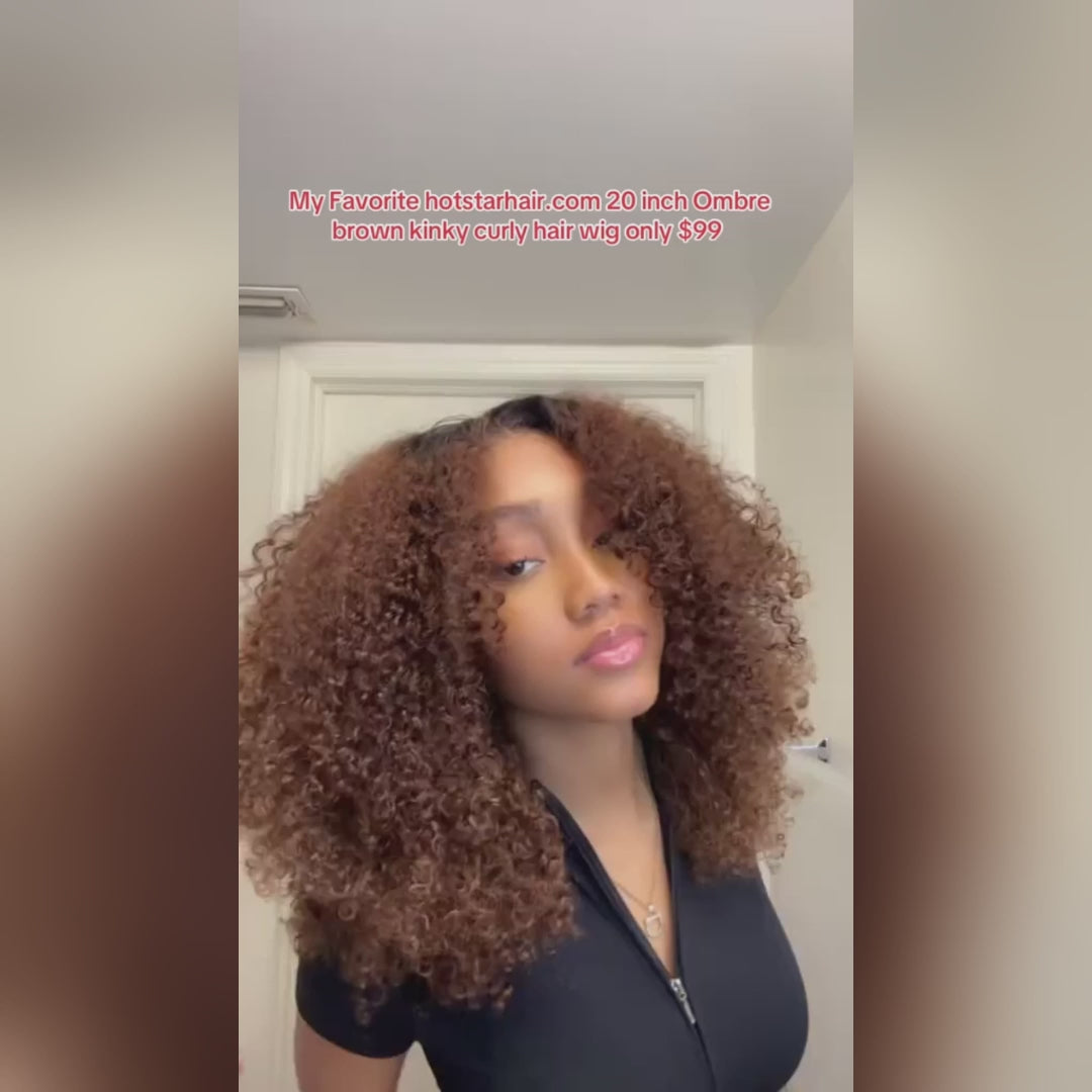 SUPER DEAL ! Hot Star Summer Style 6x5 HD Lace Glueless Kinky Curly Human Hair Wig 20 Inches