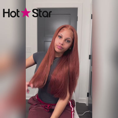 Hot Star Reddish Brown Colored 5x5 13x6 Lace Front Wig 6x5 Glueless Ready To Wear Human Hair Wigs
